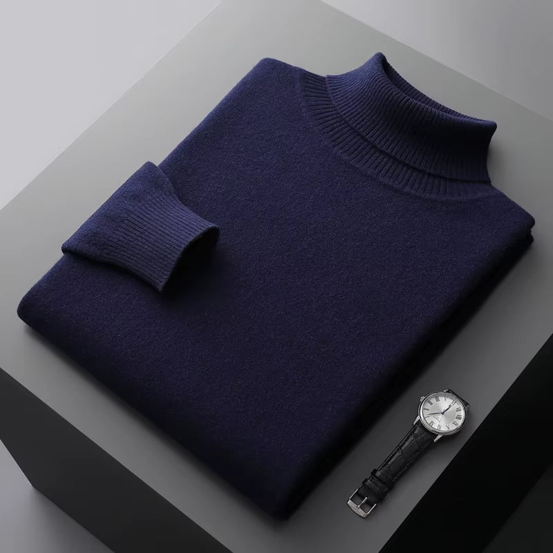 Autumn and Winter New Cashmere Sweater Men'S Knitted Pullover Padded Warm Neck Fashion Loose plus Size Coat