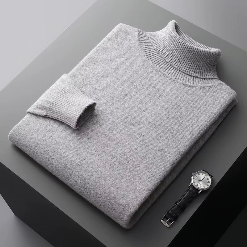Autumn and Winter New Cashmere Sweater Men'S Knitted Pullover Padded Warm Neck Fashion Loose plus Size Coat