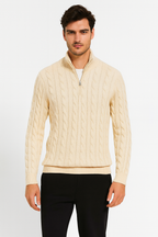 TAEBAEK ZIPPED CABLE SWEATER